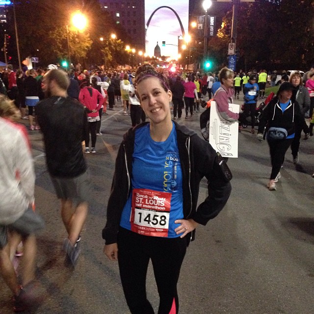 Well, I did it! Another PR, finished in 2:09:20. This is a before pic, my phone died so after pics are on Brian's phone. It was fun, but I'm def. a little sore.