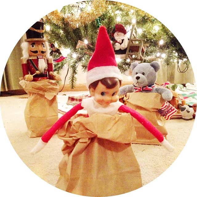 Elfie sure is getting a work out this morning, he's even winning the sack race!!