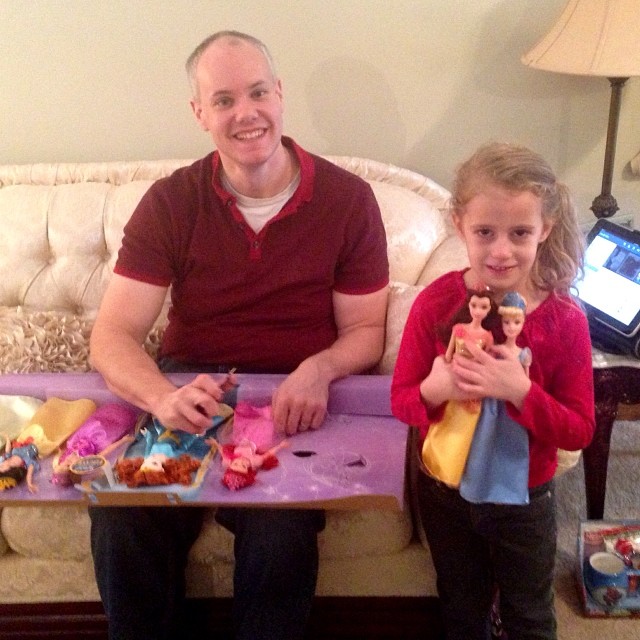 We are finally opening gifts!! Autumn got all the princesses!!!