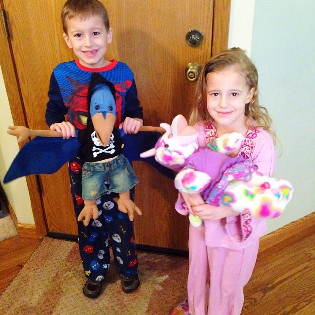 Spirit Week Day 2: Pajama Day and Stuffed Animal Day. Of course, the kids are bringing their dinos that they made at TRex while we were staying at Great Wolf Lodge. Nathan has pinewood derby tonight. So unfortunately he won't get to stay in his pj's all d