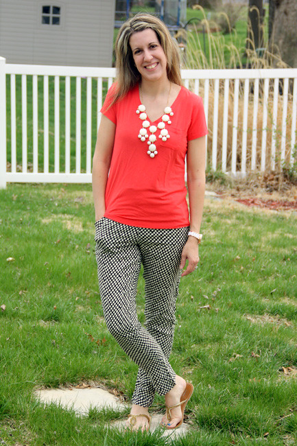Coral-shirt-and-black-pants