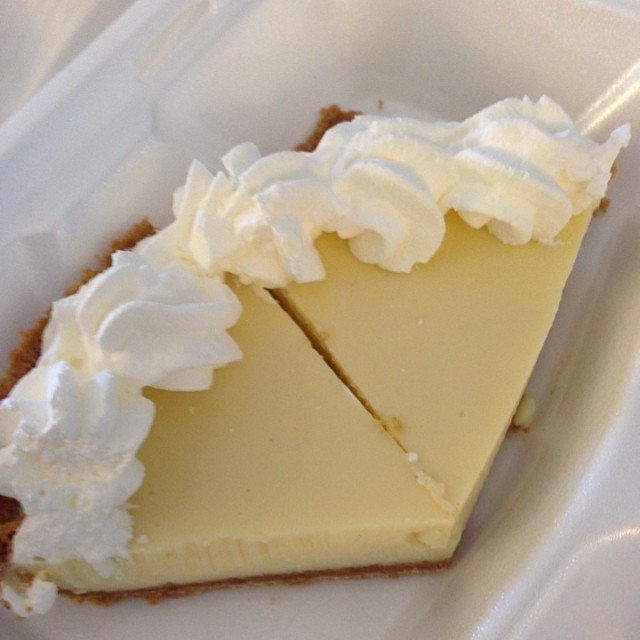 We may be driving back home today, but I have this yummy key lime pie from the Donut Hole to munch on in the car!