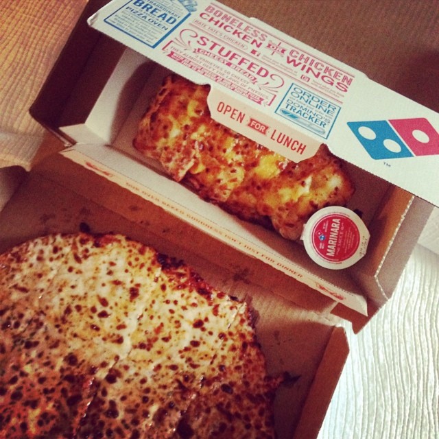 Cooped up in a hotel tonight, so Dominos for dinner is what we are having!