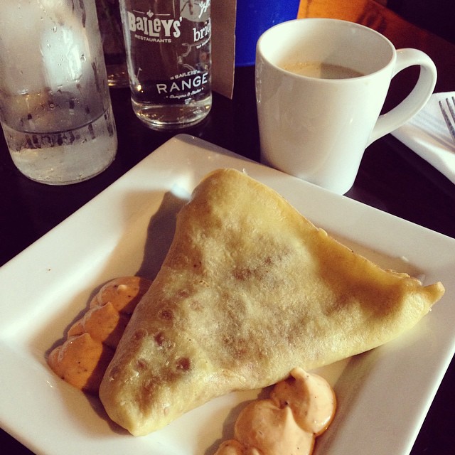 On a date day with the hubby while the kids are in school, so may be sharing lots of photos!  First up is our favorite crepe breakfast place. I got a cheddar, caramelized  onion and bacon crepe. And, I rarely drink coffee, but got myself a mocha with a sh