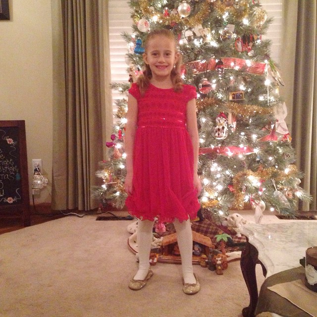 Autumn ready for her Christmas program at school. 😍❤️ (don't even ask what I bribed her with to get her to smile... A dab of lipstick. I know! I shouldn't have!)