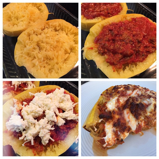 #widn tagged by @thepreppystrawberry - tonight for dinner I decided to try something new!! I got a spaghetti squash at the store and baked it, shredded it with a fork and it really turns into 'spaghetti'... Then added a homemade spaghetti sauce with sausa