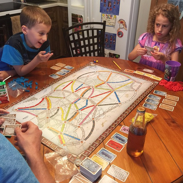 Trying out a new game for our first family board game night. #boardgames #tickettoride #autmayneedalittlehelp