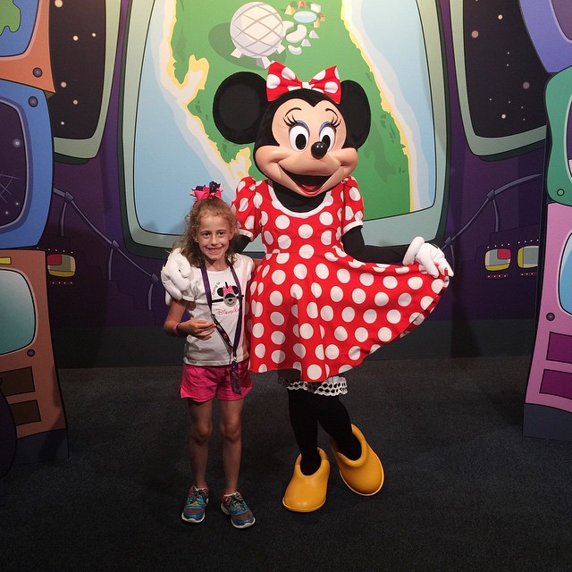My baby girl and Minnie. She had to trade someone for a baby Minnie pin right after this (store workers will trade any pin you want). Boys are doing Mission Space. No thanks! 😉👍❤️ #Disney #Minnie