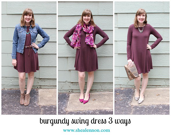 Burgundy Swing Dress Collage