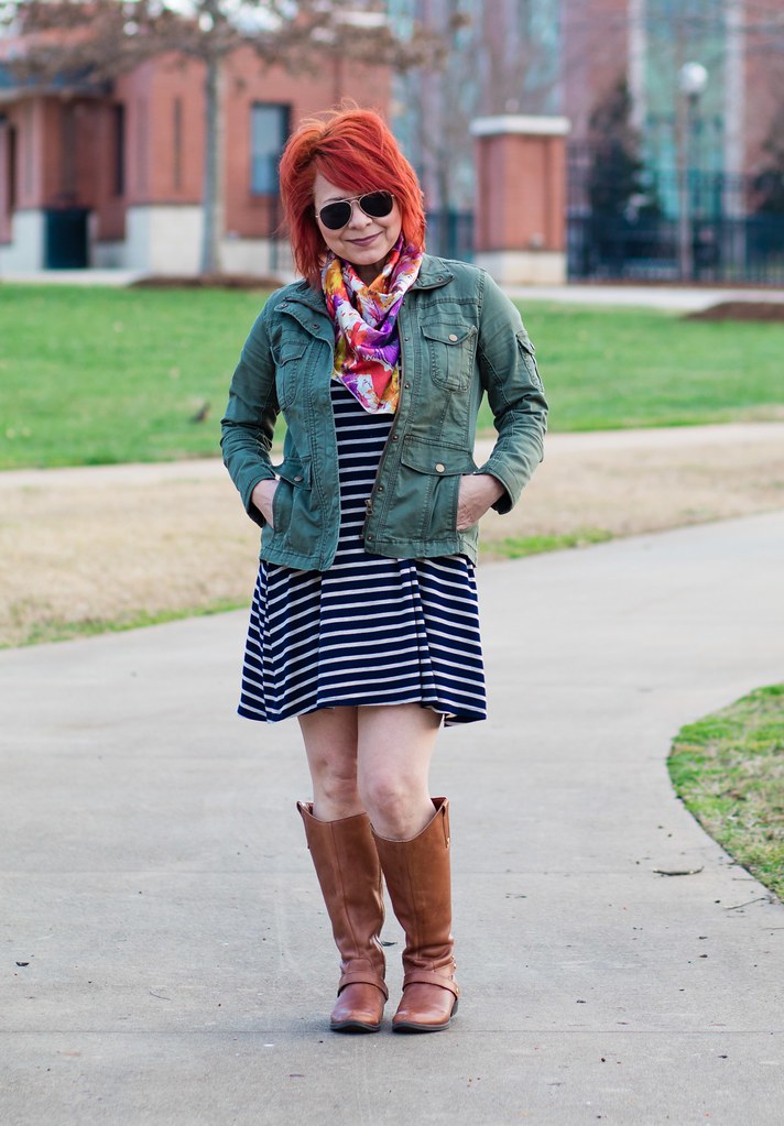 Utility-Jacket-Striped-Dress-Floral-Scarf-6