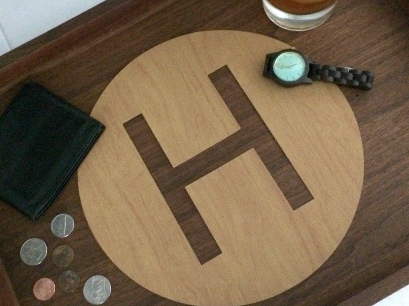 Wooden tray with leather insert 2