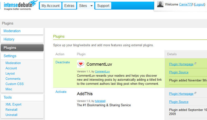 Plugins Screen