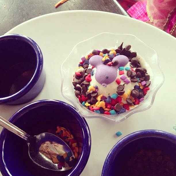 Auttie got to decorate her own ice cream at Cinderella's Round Table.