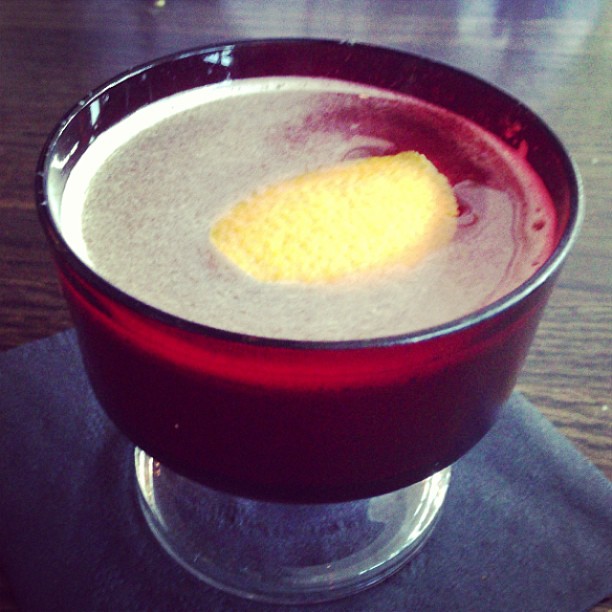 Love the antique cocktail glass they used for Brian's drink. #bloodandsand